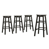 Artiss 4x Bar Stools Round Chairs Wooden Black Chez Guru