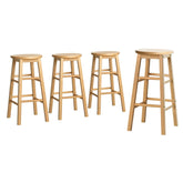 Artiss 4x Bar Stools Round Chairs Wooden Nature Chez Guru