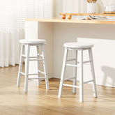 Artiss 2x Bar Stools Round Chairs Wooden White Chez Guru
