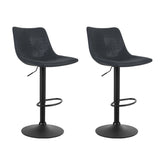 Artiss 2x Bar Stools Vintage Leather Swivel Gas Lift Black Chez Guru