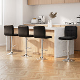 Artiss 4x Bar Stools Leather Gas Lift Black Chez Guru