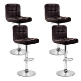 Artiss 4x Bar Stools Leather Gas Lift Brown Chez Guru