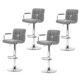 Artiss 4x Bar Stools Fabric Gas Lift w/Armrest Grey Chez Guru