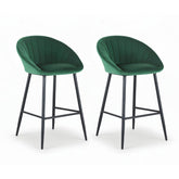 Artiss 2x Bar Stools Kitchen Dining Chair Counter Stool Tub Velvet Metal Green