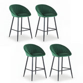 Artiss 4x Bar Stools Kitchen Dining Chair Counter Stool Tub Velvet Metal Green