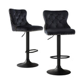 Artiss 2x Velvet Bar Stool Adjustable Height Nailhead Trim Kitchen Counter Stool