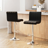 Artiss 2x Bar Stools Gas Lift Leather Chairs Black Chez Guru