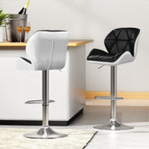 Artiss 4x Bar Stools Gas Lift Padded Leather Black & White Chez Guru