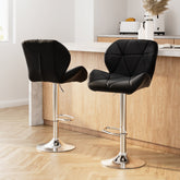 Artiss 2x Bar Stools Gas Lift Padded Leather Black Chez Guru