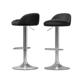 Artiss 2x Bar Stools PU Leather Gas Lift Black Chez Guru