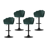 Artiss 4x Bar Stools Gas Lift Velvet Green Chez Guru