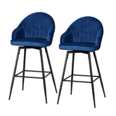 Artiss 2x Bar Stools Velvet Swivel Metal Legs Blue Chez Guru