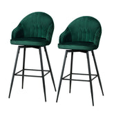 Artiss 2x Bar Stools Velvet Swivel Metal Legs Green Chez Guru