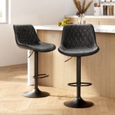 Artiss 2x Bar Stools Gas Lift Vintage Leather Black Chez Guru
