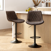 Artiss 2x Bar Stools Gas Lift Vintage Leather Brown Chez Guru