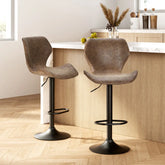 Artiss Bar Stools Kitchen Counter Stools Swivel Gas Lift Vintage Chairs Brown x2 - Chez Guru