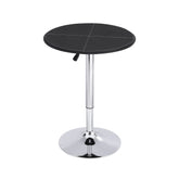 Artiss Bar Table Round Swivel Height Adjustable 62cm Modern PVC Leather Black