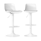 Artiss Bar Stools Kitchen Swivel Gas Lift Stool Leather Dining Chairs White x2 Chez Guru