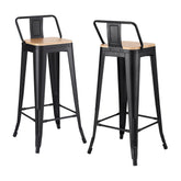 Artiss 2x Bar Stools Kitchen Counter High Chair Dining Stackable Metal Black
