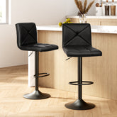 Artiss 2x Bar Stools Kitchen Dining Chairs Gas Lift Stool Leather Black Chez Guru