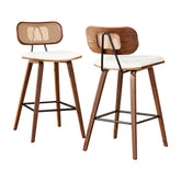 2x Artiss Bar Stools Kitchen Counter Rattan Chairs PU Leather Padding Chez Guru