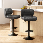 Artiss 2x Bar Stools Gas Lift Leather Padded Grey Chez Guru