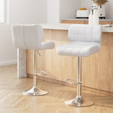 Artiss 2x Bar Stools Gas Lift Leather Padded White Chez Guru