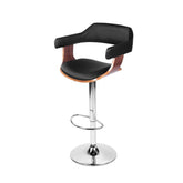 Artiss Bar Stools Gas Lift Leather w/Armrest Black Chez Guru