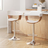 Artiss 2x Bar Stools Gas Lift Leather w/Armrest White Chez Guru