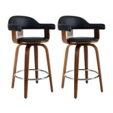 Artiss 2x Bar Stools Leather Seat Wooden Legs Chez Guru