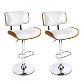 Artiss 2x Bar Stools Gas Lift Leather White Chez Guru