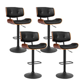 Artiss 4x Bar Stools Gas Lift Leather All Black Chez Guru