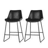 Artiss Bar Stools Kitchen Counter Barstools Leather Metal Chairs Black x2 Chez Guru
