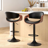 Artiss 2x Bar Stools Gas Lift Leather w/Armrest Chez Guru