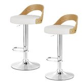 Artiss 2x Bar Stools Adjustable Leather Padded White Chez Guru