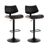 Artiss 2x Bar Stools Kitchen Dining Chairs Gas Lift Stool Wooden Leather Black Chez Guru