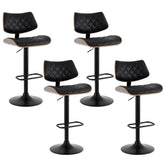 Artiss 4x Bar Stools Kitchen Dining Chairs Gas Lift Stool Wooden Leather Black Chez Guru