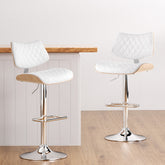 Artiss Bar Stools Kitchen Dining Chairs Gas Lift Stool Wooden Leather White Chez Guru