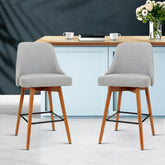 Artiss 2x Bar Stools Swivel Seat Wooden Grey Chez Guru