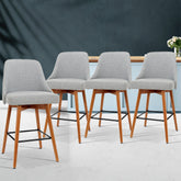 Artiss 4x Bar Stools Swivel Seat Wooden Grey Chez Guru