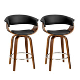 Artiss 2x Bar Stools Swivel PU Seat Wooden Chez Guru