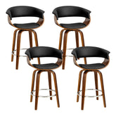 Artiss 4x Bar Stools Swivel PU Seat Wooden Chez Guru