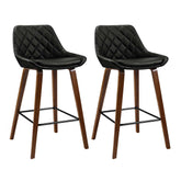 Artiss 2x Bar Stools PU Seat Wooden Chez Guru