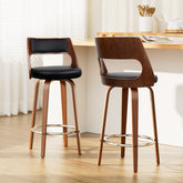 Artiss 2x Bar Stools Swivel Leather Chair 76cm Chez Guru