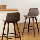 Artiss Bar Stools Kitchen Counter Barstools Leather Wooden Chairs x2 Chez Guru