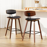 Artiss 2x Bar Stools Leather Padded w/Backrest Chez Guru