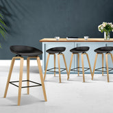 4x Artiss Bar Stools Kitchen Counter Stool Dining Chairs Wooden Black Chez Guru