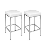 Artiss 2x Bar Stools Leather Padded Metal White Chez Guru