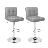 Artiss 2x Bar Stools Fabric Gas Lift Grey Chez Guru