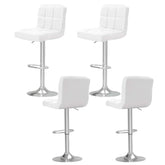 Artiss 4x Bar Stools Leather Gas Lift White Chez Guru